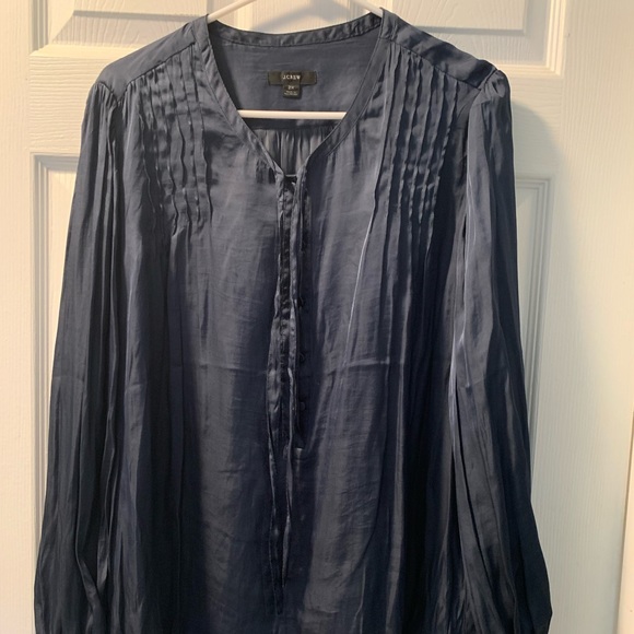 J. Crew Tops - J. Crew Featherweight satin tie-neck top
Color: DEEP MIDNIGHT, Size: 2X